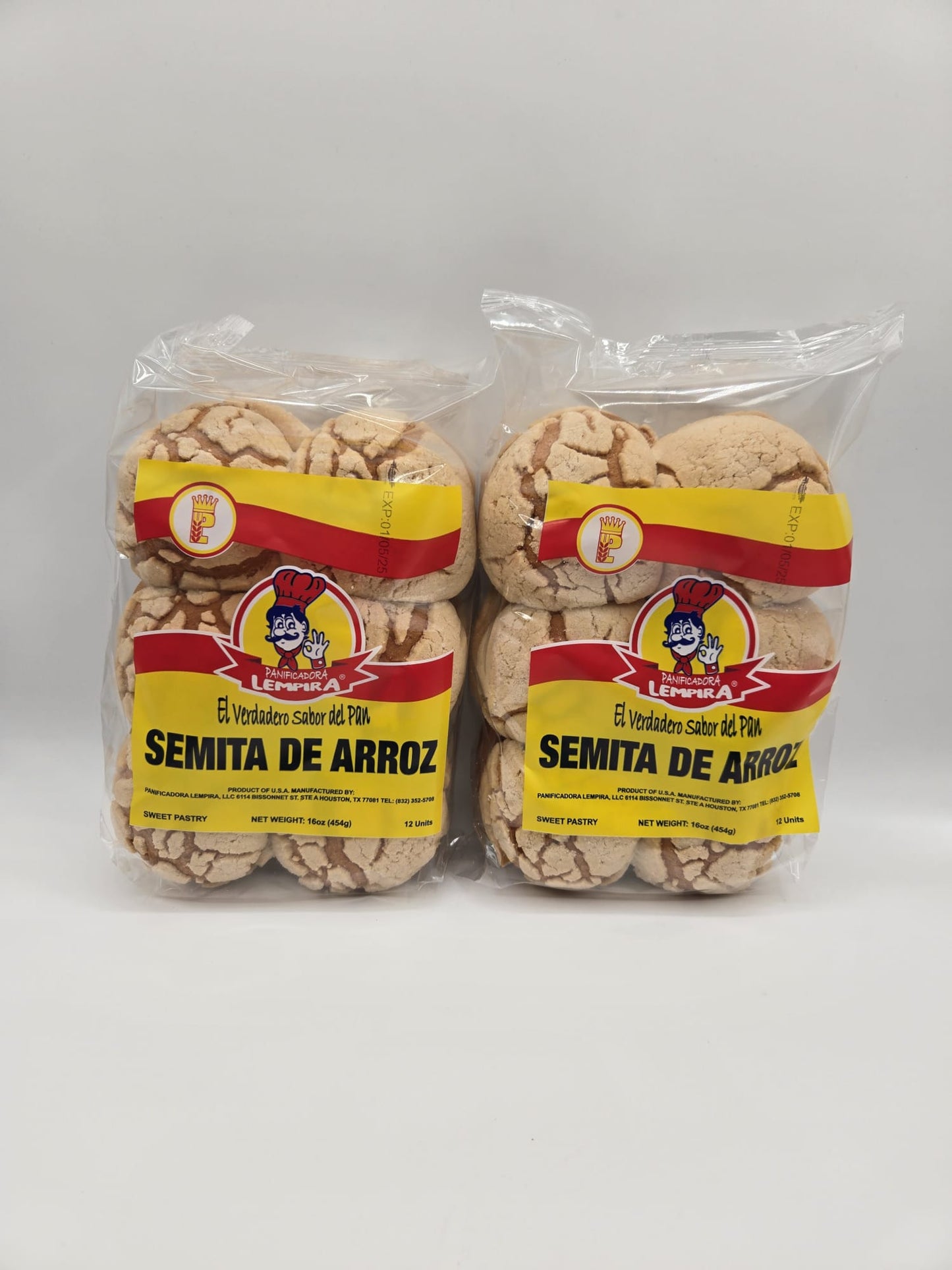 Semita de Arroz 2 Pack / Biscuit - Honduran Style Semitas  Total  2 Lb.  (32 oz) - 24 Unit