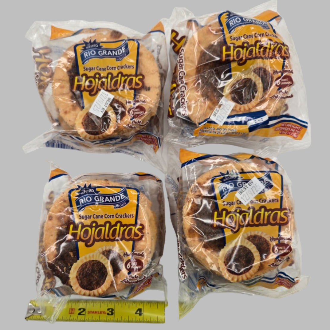 Hojaldras/ Tustacas – 4 Pack de 4.7 oz c/u (18.8 oz en total  24 tustacas) – Hechas en Honduras / Tustacas – 4-Pack, 4.7 oz each (18.8 oz total / approx. 24 crackers) – Product of Honduras / Sugar Cane Corn Crackers