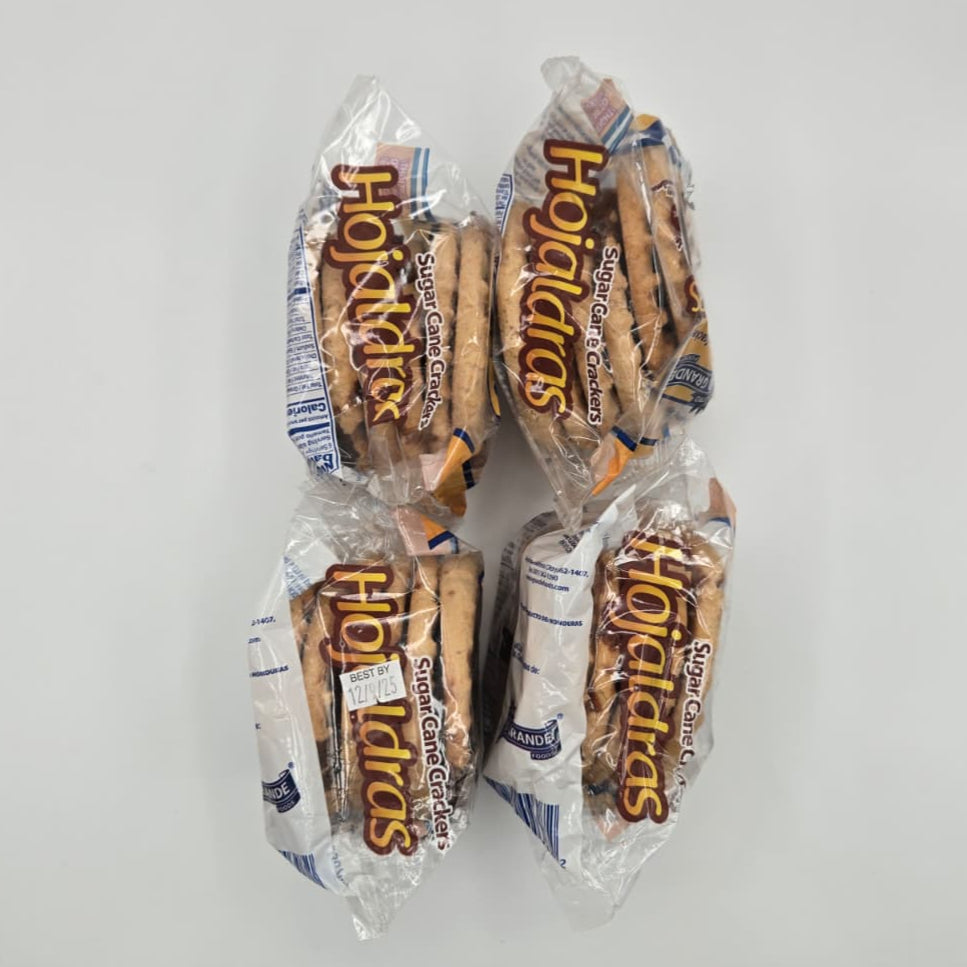 Hojaldras/ Tustacas – 4 Pack de 4.7 oz c/u (18.8 oz en total  24 tustacas) – Hechas en Honduras / Tustacas – 4-Pack, 4.7 oz each (18.8 oz total / approx. 24 crackers) – Product of Honduras / Sugar Cane Corn Crackers