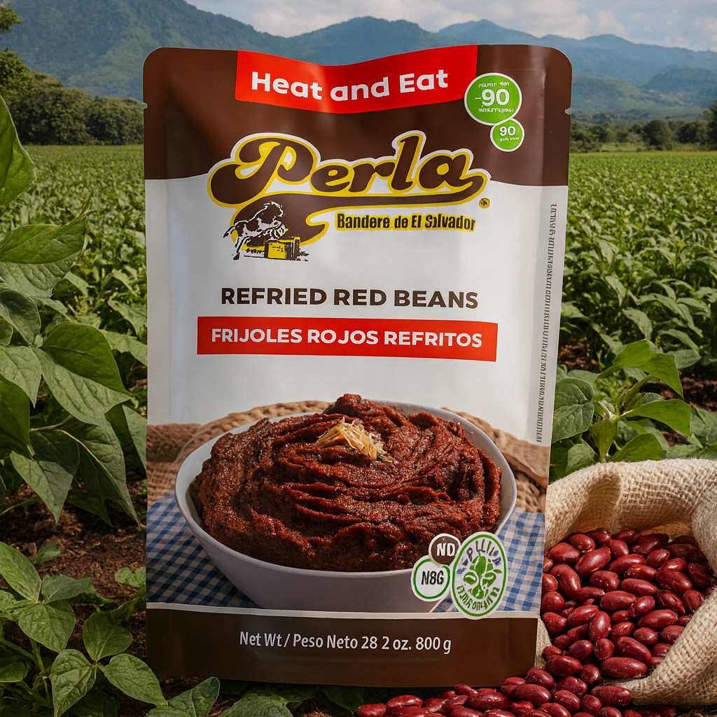 Frijoles Rojos Refritos Perla (Perla Refried Red Beans) – 28.2 oz, Bolsa Individual / Single Pouch
