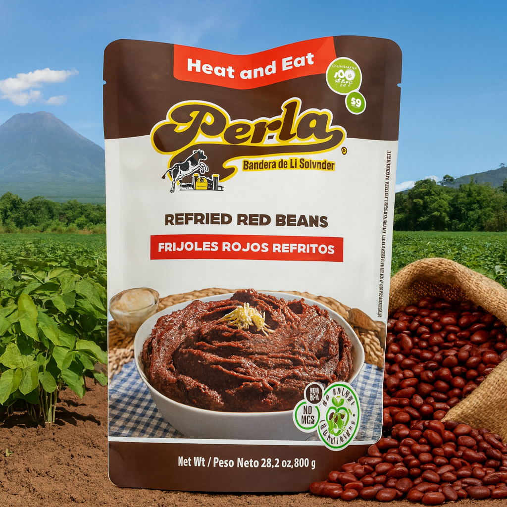 Frijoles Rojos Refritos Perla (Perla Refried Red Beans) – 28.2 oz, Bolsa Individual / Single Pouch