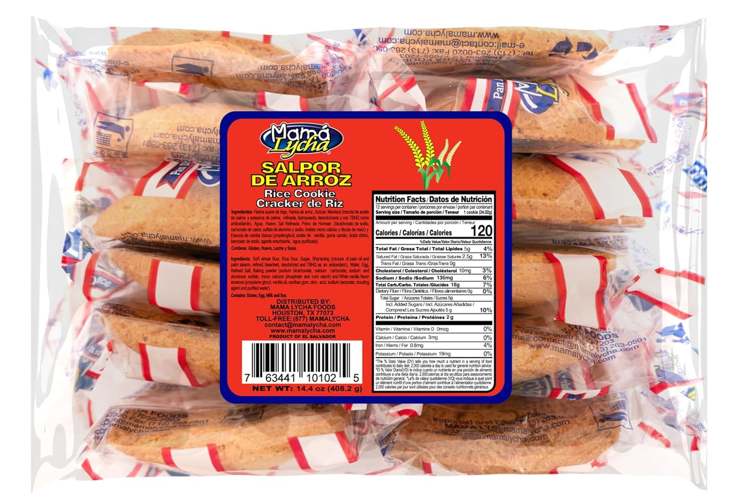 Salpor de Arroz - Producto de El Salvador / Rice Cookie Cracker - Mamá Lycha - 14.4 oz