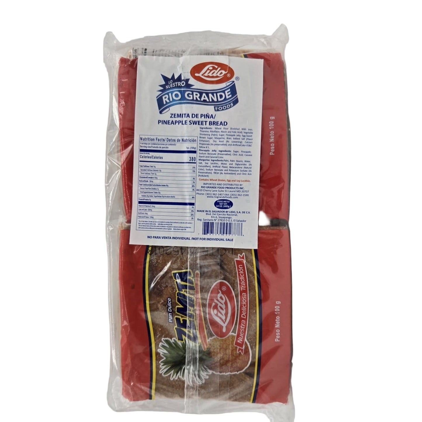 Pan Dulce Zemita - Producto de El Salvador / Pineapple Sweet Semita Bread Lido - 14 oz