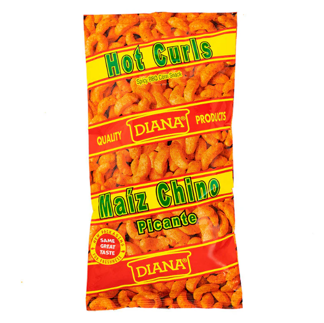 Hot Corn Curls Spicy BBQ - Producto de El Salvador- Diana - Snack - 1.83 oz