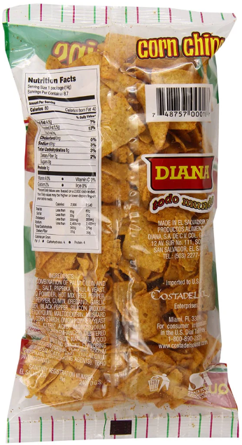 Corn Chips Hot -  Producto de El Salvador - Diana - 4.50 oz