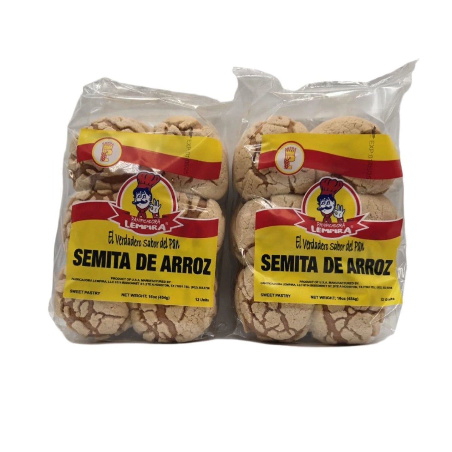 Semita de Arroz 2 Pack / Biscuit - Honduran Style Semitas  Total  2 Lb.  (32 oz) - 24 Unit