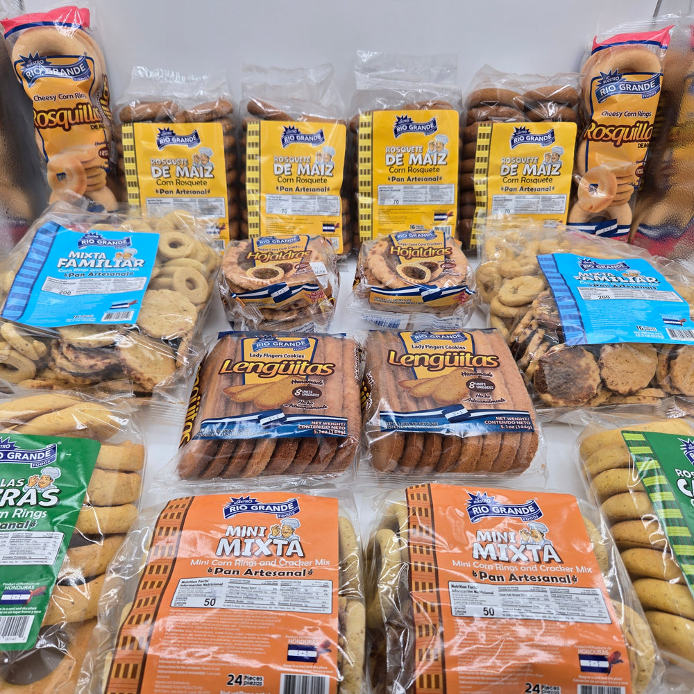 
                  
                    Combo 9.3 Lbs  100% Hecho en Honduras Incluye: Rosquillas, Hojaldras/ Tustacas, Rosquetes, Mini Mixtas, Rosquilla Caseras, Lengüitas, Mini Mixtas y Mixtas Familiar.
                  
                