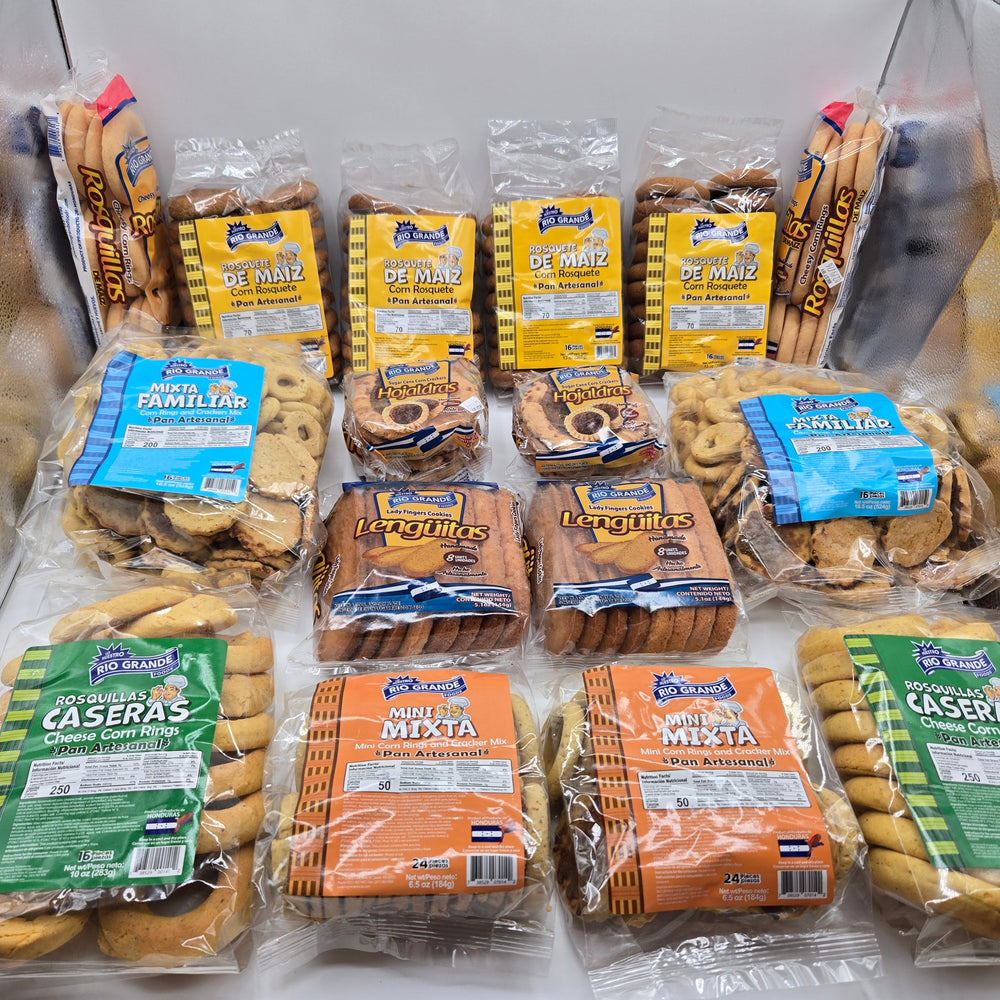 
                  
                    Combo 9.3 Lbs  100% Hecho en Honduras Incluye: Rosquillas, Hojaldras/ Tustacas, Rosquetes, Mini Mixtas, Rosquilla Caseras, Lengüitas, Mini Mixtas y Mixtas Familiar.
                  
                