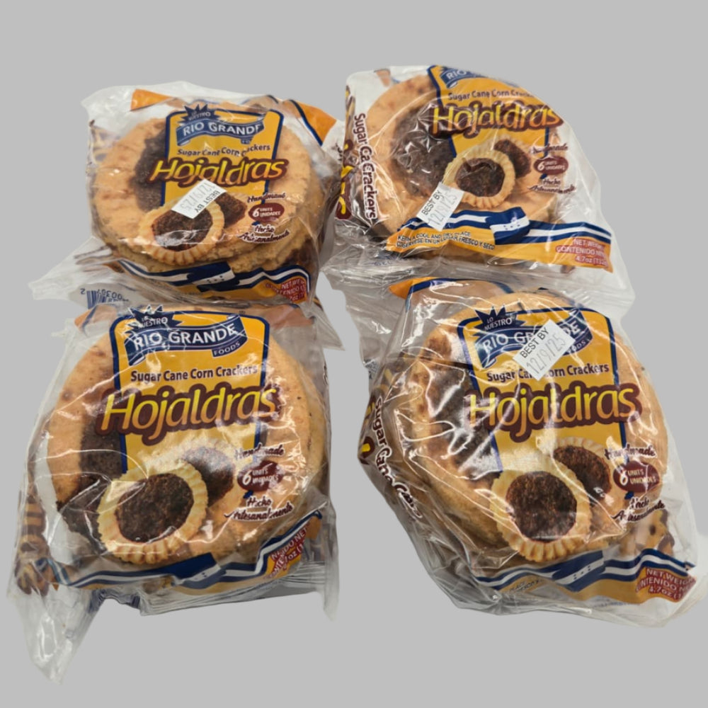 
                  
                    Hojaldras/ Tustacas – 4 Pack de 4.7 oz c/u (18.8 oz en total  24 tustacas) – Hechas en Honduras / Tustacas – 4-Pack, 4.7 oz each (18.8 oz total / approx. 24 crackers) – Product of Honduras / Sugar Cane Corn Crackers
                  
                