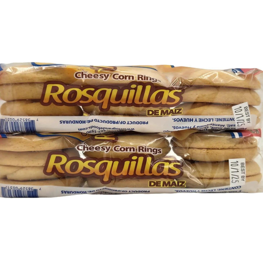
                  
                    2 Pack Rosquillas Hechas en Honduras / Cheesy Corn Rings - Río Grande - Total Pack 7.2 oz - 24 Individual Snack Cookie
                  
                