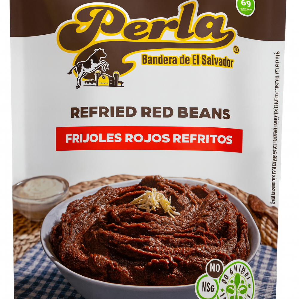 Frijoles Rojos Refritos Perla (Perla Refried Red Beans) – 28.2 oz, Bolsa Individual / Single Pouch