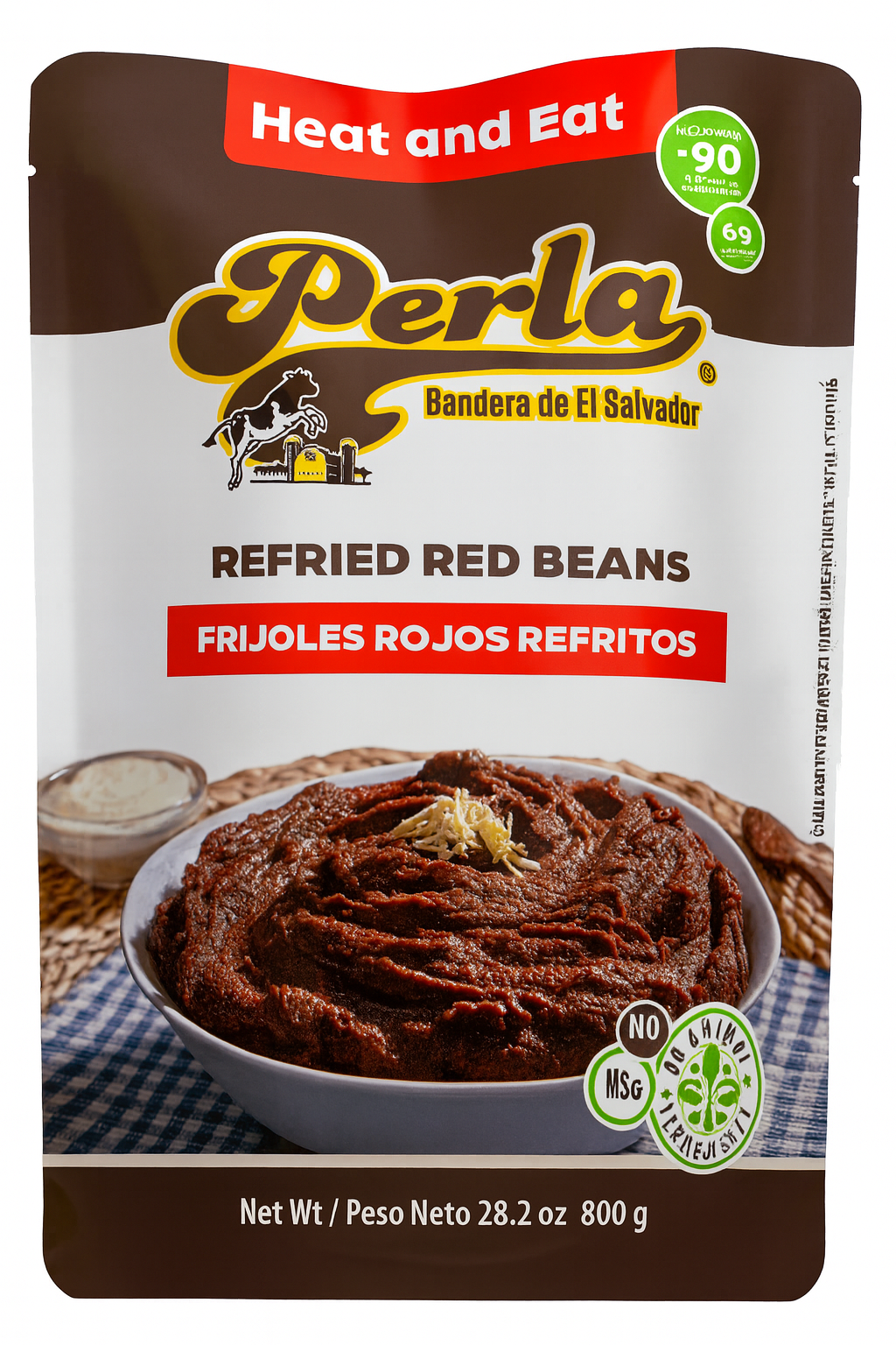 Frijoles Rojos Refritos Perla (Perla Refried Red Beans) – 28.2 oz, Bolsa Individual / Single Pouch