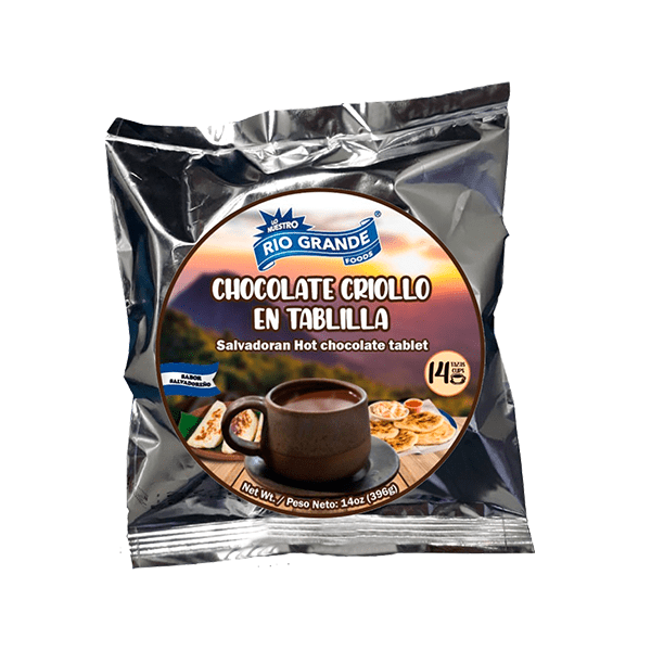 Chocolate Criollo en Tablilla - Producto de El Salvador / Salvadoran Hot Chocolate Tablet - Río Grande  - 14 oz