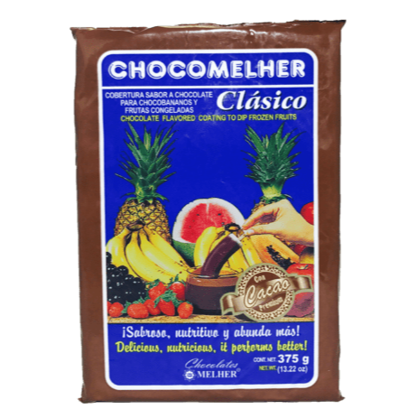 Cobertura Clásica Sabor a Chocolate para Chocobananos y Frutas Congeladas - Producto de El Salvador / Chocolate Flavored  Coating to Dip Frozen Fruits - Chocomehler - 13.22 oz