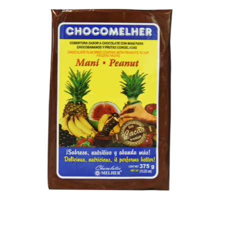 Cobertura Sabor a Chocolate con Maní para Chocobananos y Frutas Congeladas - Producto de El Salvador / Peanut Chocolate Coating - Chocomehler - 13.22 oz