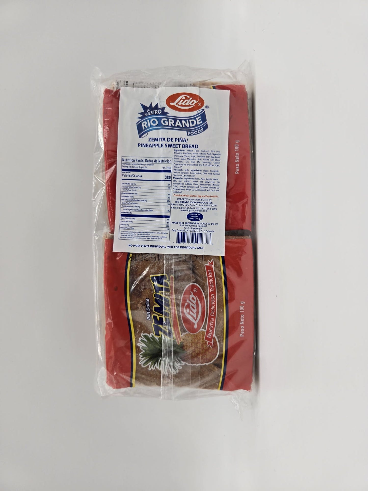 Pan Dulce Zemita - Producto de El Salvador / Pineapple Sweet Semita Bread Lido - 14 oz