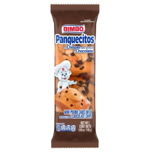 Panquecitos con Chispas de Chocolate / Mini Pound Cakes with Chocolate Chips - Bimbo - 4.94 oz