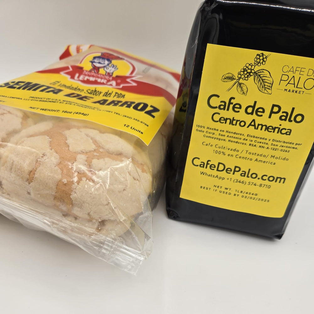 
                  
                    Combo Semita de Arroz Lempira - 16 oz + 1 Libra de Café de Palo Centro América / Rice Semita Bread + 1 Pound of Café de Palo Centro América
                  
                