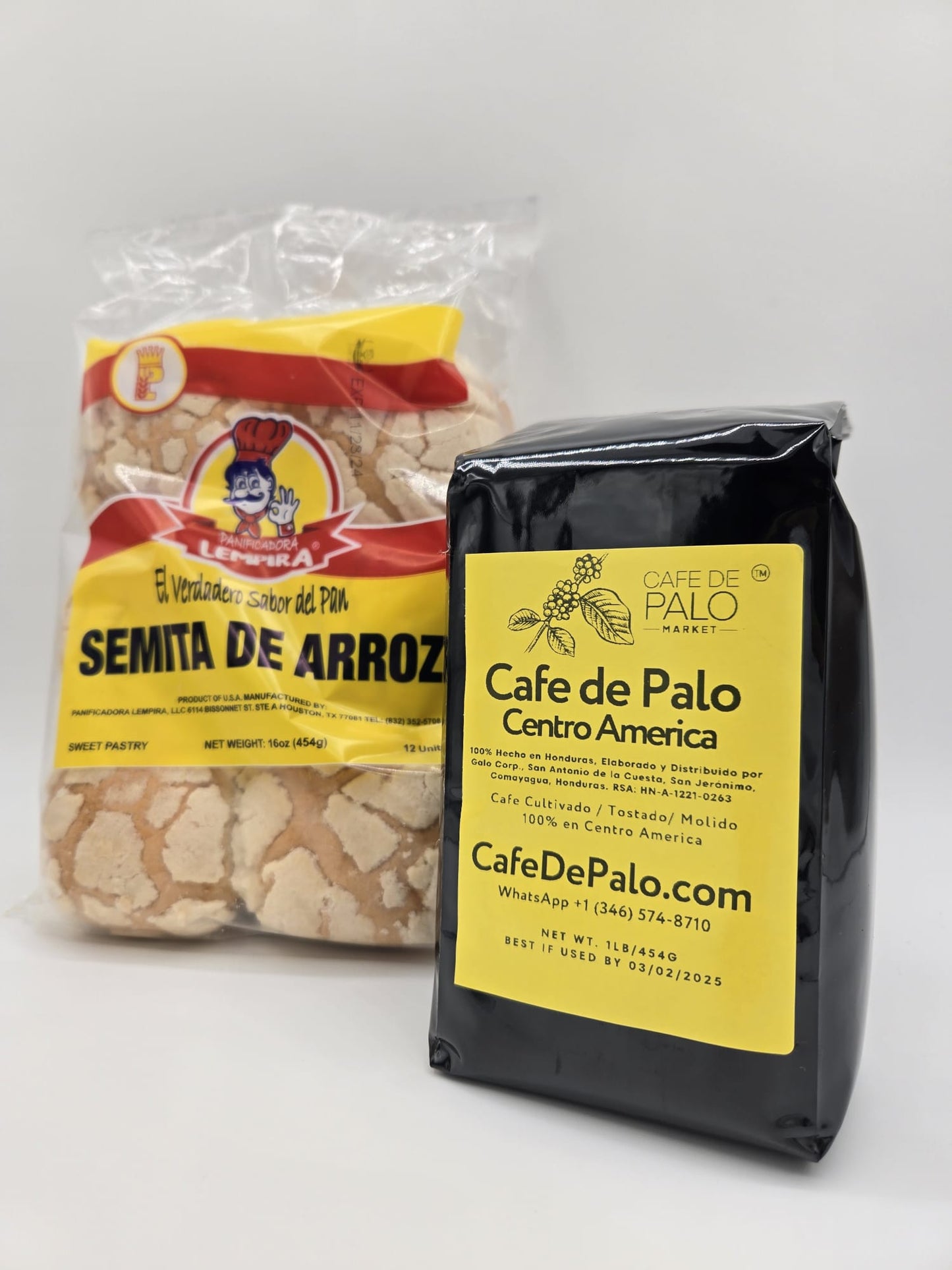 Combo Semita de Arroz Lempira - 16 oz + 1 Libra de Café de Palo Centro América / Rice Semita Bread + 1 Pound of Café de Palo Centro América