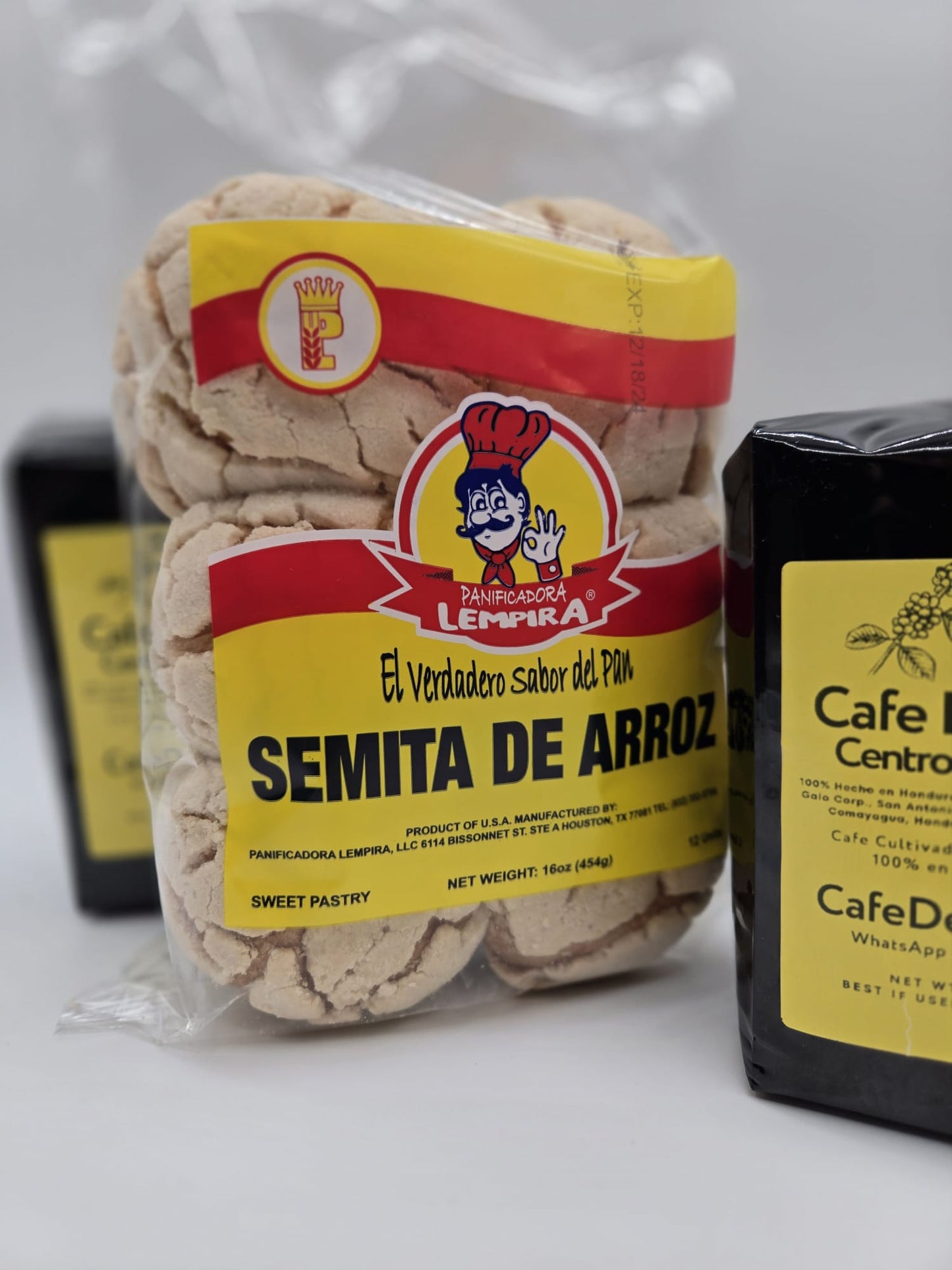 Combo Semita de Arroz Lempira - 16 oz + 2 Libra de Café de Palo Centro América / Rice Semita Bread + 2 Pounds of Café de Palo Centro América