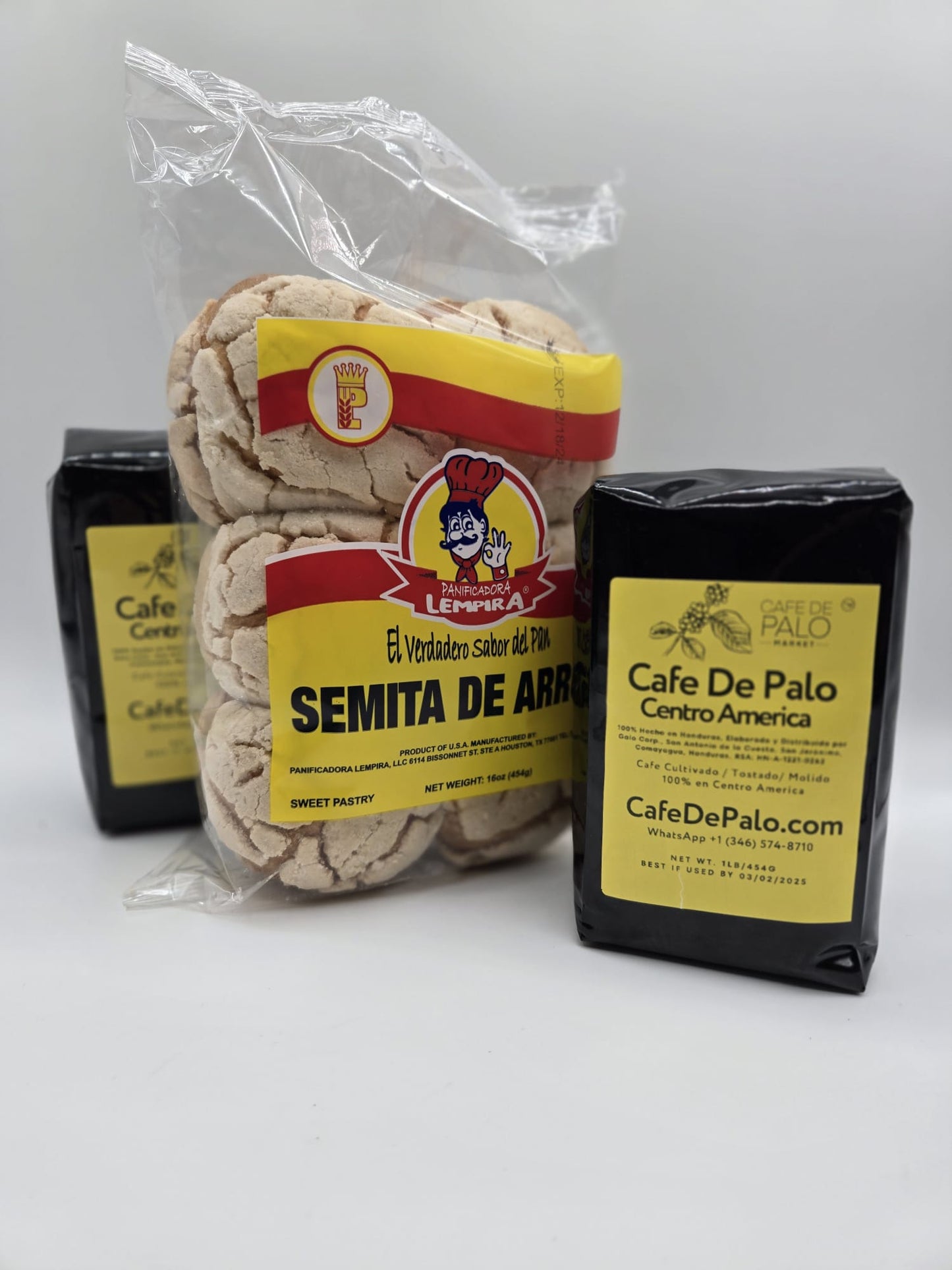 Combo Semita de Arroz Lempira - 16 oz + 2 Libra de Café de Palo Centro América / Rice Semita Bread + 2 Pounds of Café de Palo Centro América