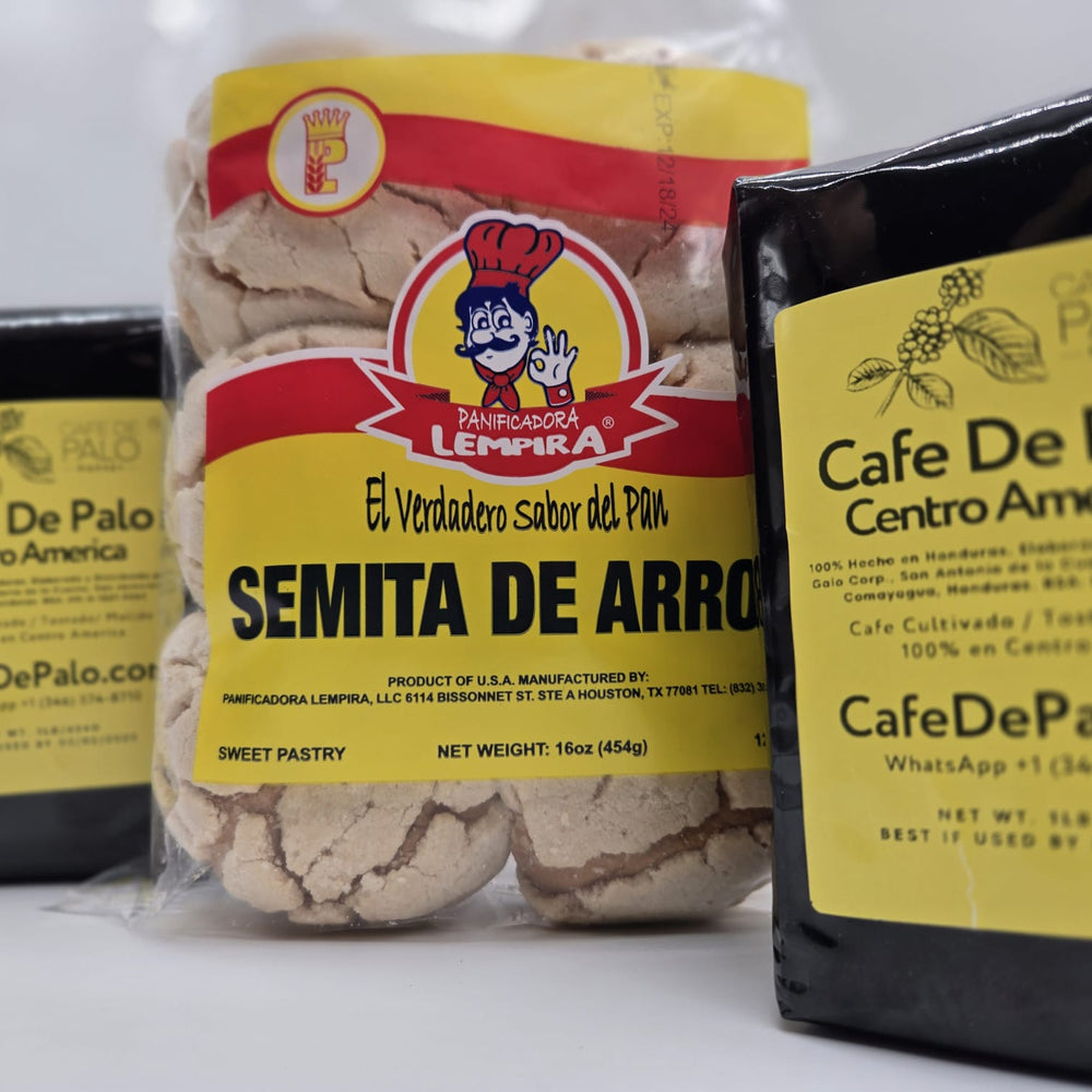 
                  
                    Combo Semita de Arroz Lempira - 16 oz + 2 Libra de Café de Palo Centro América / Rice Semita Bread + 2 Pounds of Café de Palo Centro América
                  
                