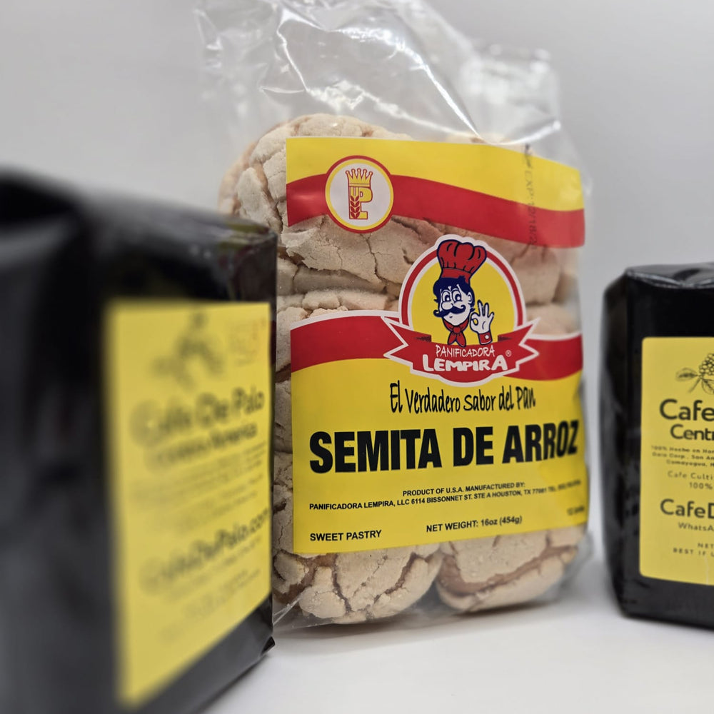 
                  
                    Combo Semita de Arroz Lempira - 16 oz + 2 Libra de Café de Palo Centro América / Rice Semita Bread + 2 Pounds of Café de Palo Centro América
                  
                