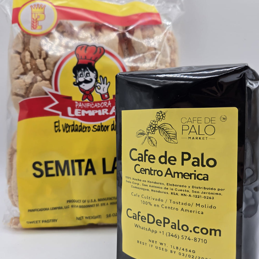 
                  
                    Combo Semita Larga Lempira - 18.2 oz + 1 Libra de Café de Palo Centro América / Long Semita Bread + 1 Pound of Café de Palo Centro América
                  
                