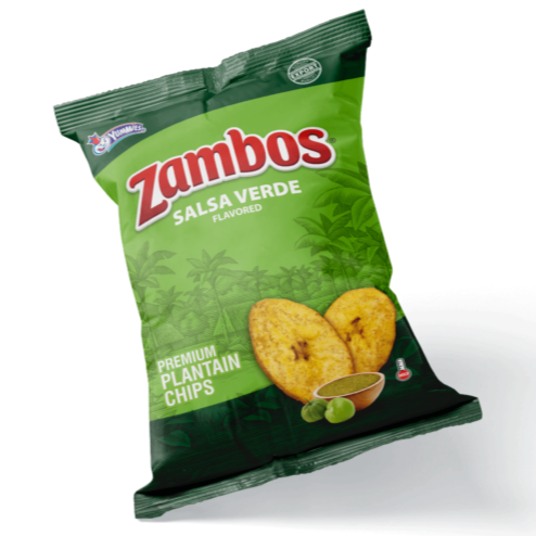 Zambos Salsa Verde - Premium Plantain Chips Salsa Verde Flavored - Producto de Honduras - 5.3 oz