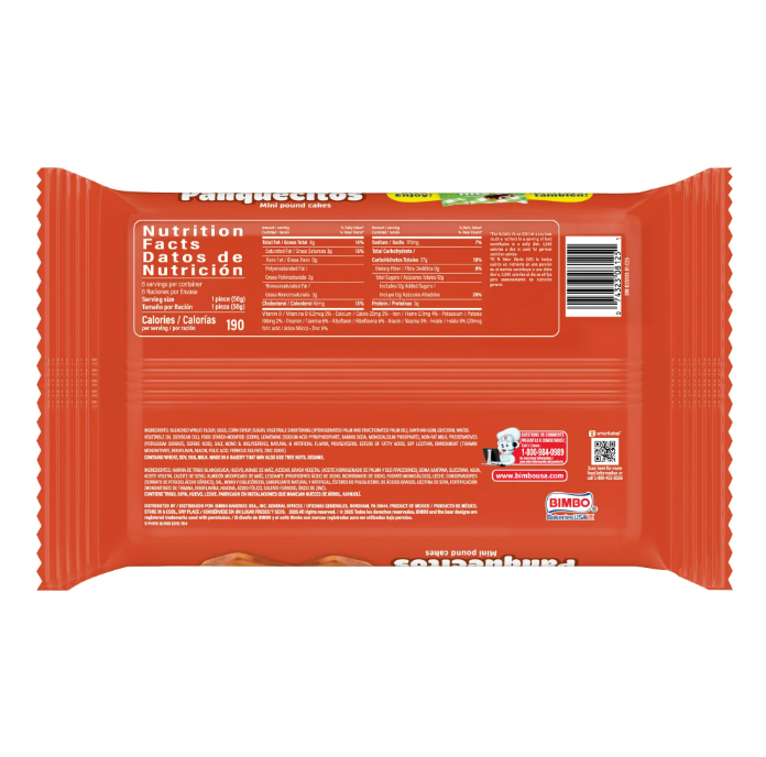 
                  
                    Bimbo Panquecitos Mini Pound Cakes 50 Units 10.59 oz Each Rich Moist Texture Subtly Sweet Flavor Perfect for Snacks Breakfast or Dessert United States Made
                  
                