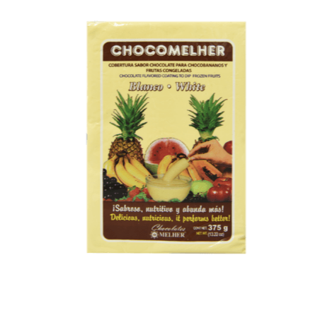 Cobertura Sabor Chocolate para Chocobananos y Frutas Congeladas - Producto de El Salvador / White Chocolate Flavored Coating to Dip Frozen Fruits - Chocomehler - 13.22 oz