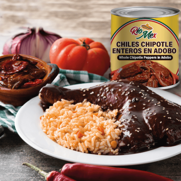 Chiles Chipotle Enteros en Adobo - Producto de México / Marinated Whole Chipotle Chilis - Riomex - 7 oz