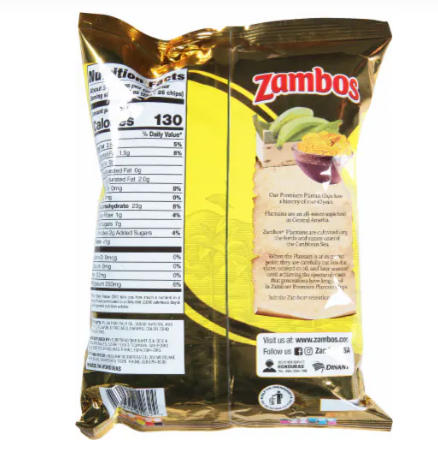 Zambos Maduritos - Premium Flavored Sweet Plantain Chips - Producto de Honduras - 4.9 oz