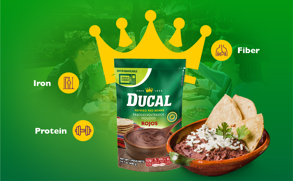 Frijoles volteados - molidos Rojos / Red Refried Beans - Ducal - 8 oz