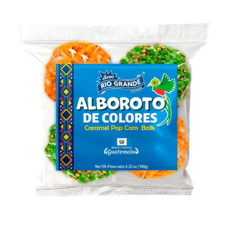 Alboroto de colores - Producto de Guatemala / Caramel Pop Corn Balls - Río Grande - 6.35 oz