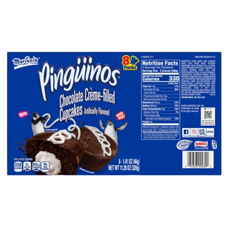 Pingüinos /Chocolate Créme-filled Cupcakes - Marinela  - 8 units - 11.28 oz