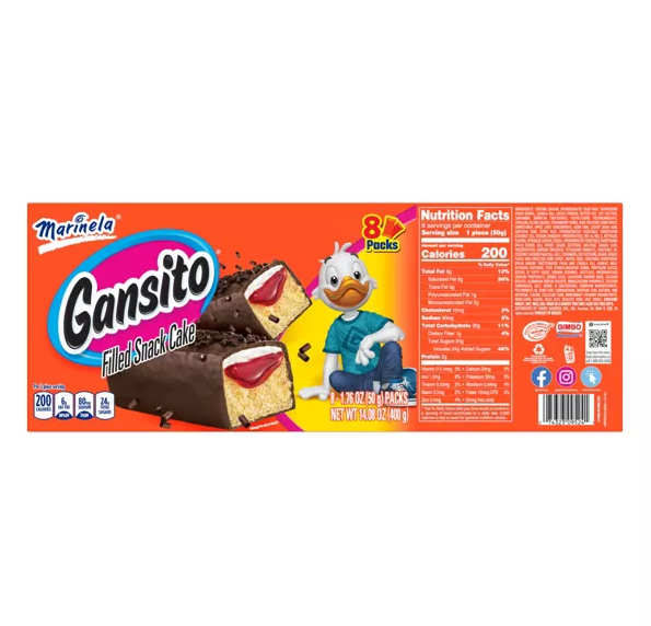 Gansito Filled Snack Cake - Producto de México - Marinela - 8 packs - 14.08 oz