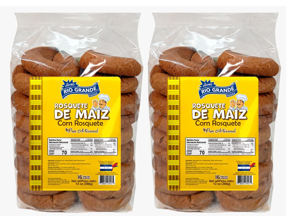 2 Pack Rosquete de Maíz - Producto de Honduras 13  oz c/u Total 1.6 Lbs / Corn Rosquete - Río Grande -