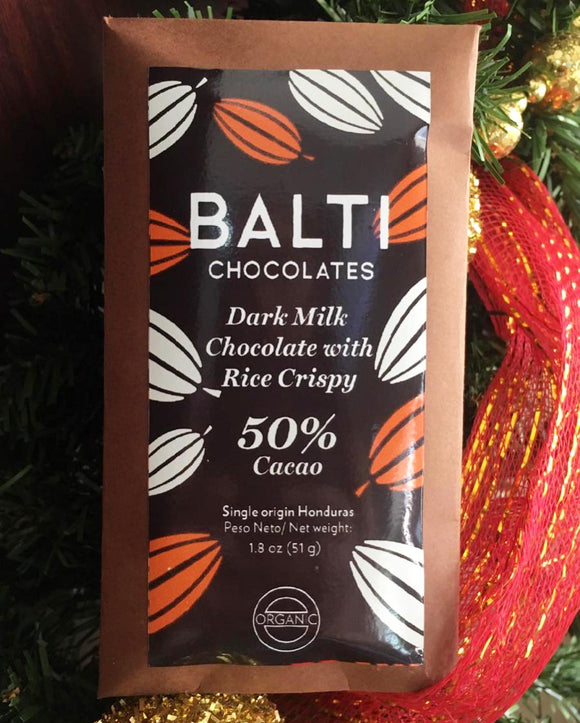 Balti Milk Chocolate 50% Cacao with Rice Crispy size 1.8 oz/ 50g